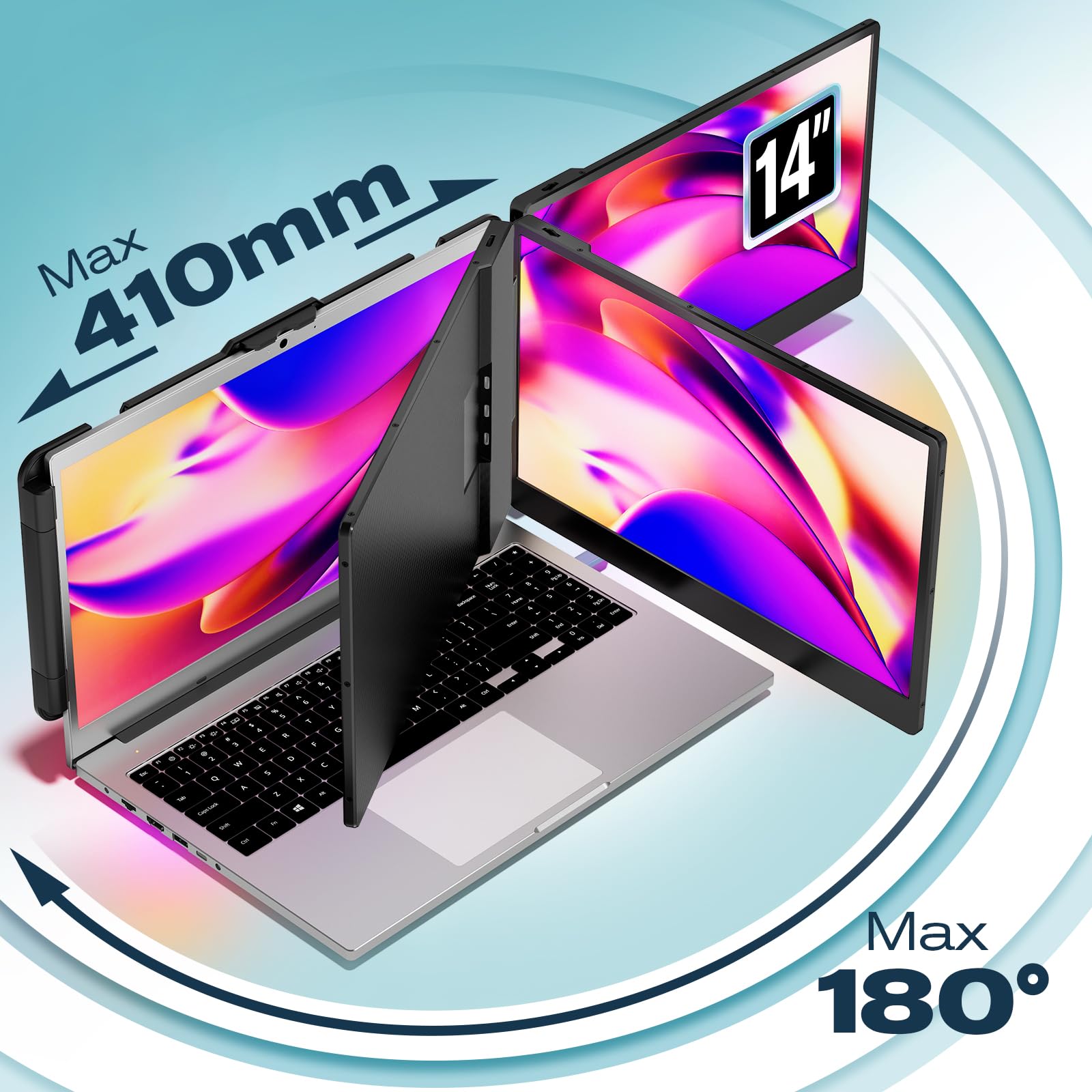 Teamgee Laptop Screen Extender, 14'' Fhd 1080P Ips Portable Monitor For Laptop, Built In Stand/Speaker, Dual Screen Monitor For